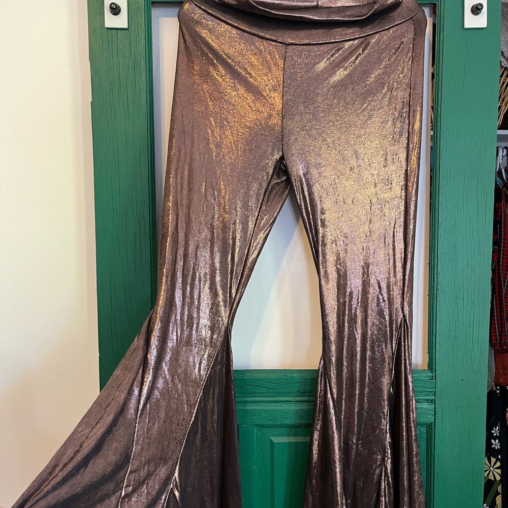 Metallic Flare Pants